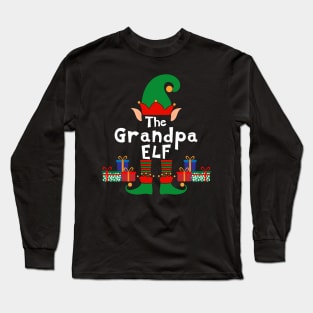 Funny Family Matching Christmas Grandpa Elf Long Sleeve T-Shirt